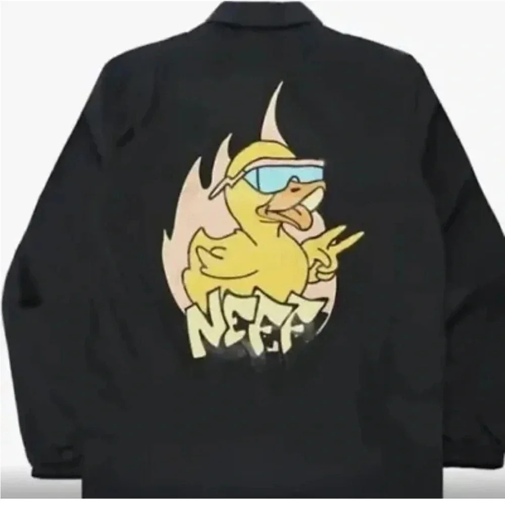 New Neff Jacket Mens Large Windbreaker Black Lightweight Snowboard